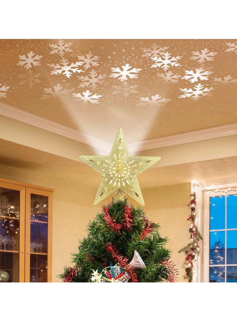 Beauenty Tree Topper Star,Tree Star, Glitter Gold Hollow Star Treetop Topper, 3D Golden Tree Star, Holiday Party - Image 1