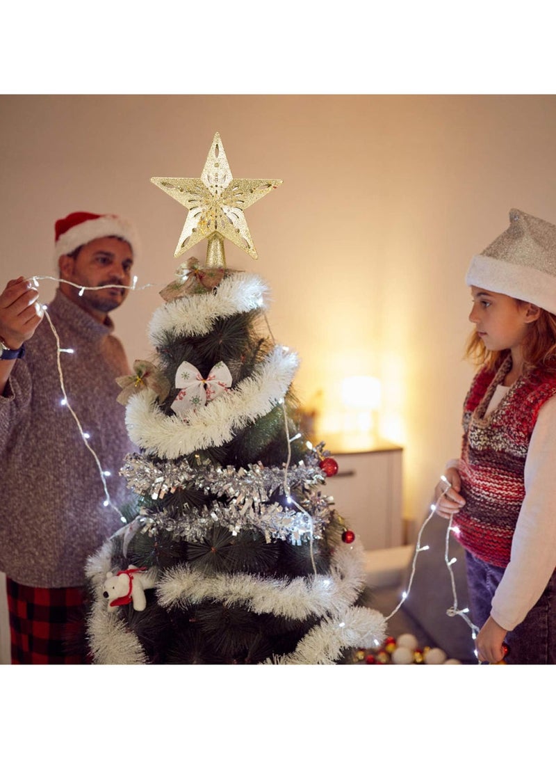 Beauenty Tree Topper Star,Tree Star, Glitter Gold Hollow Star Treetop Topper, 3D Golden Tree Star, Holiday Party - Image 5