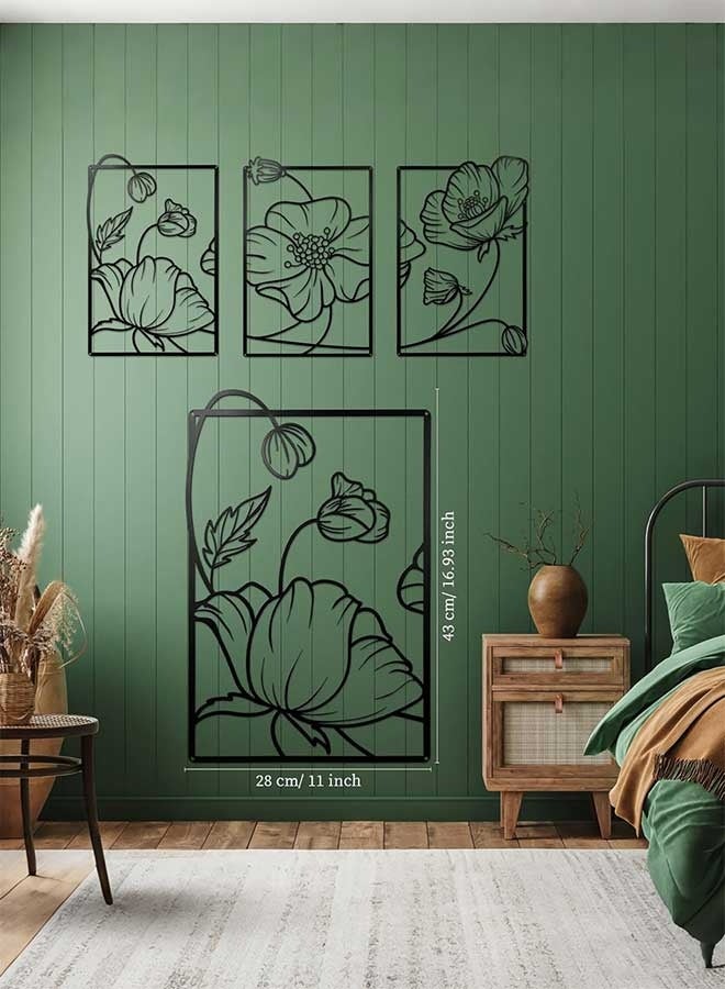 RAWAID 3 Pcs Black Wall Decor for Bedroom Living Room Metal Wall Art Large Minimalist Modern Boho Abstract Flower Leaf Decor for Home - Image 2