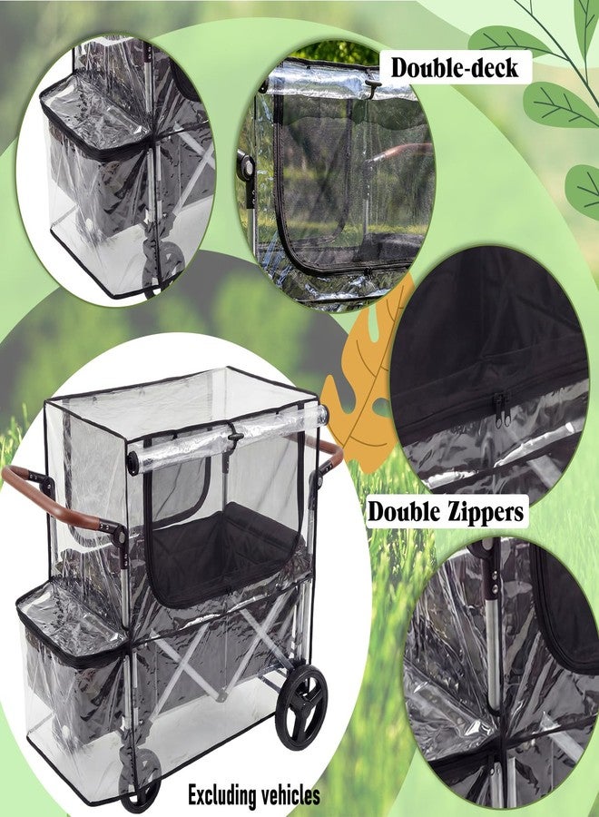 Fiwochic Big Size Rain Cover and Mosquito Net 2in1 for Wagon Stroller and Trolley Cart, Rain & Wind Canopy with Window for Camping and Sporting Events, Wagon Stroller Accessories (Cart Not Included) - Image 3