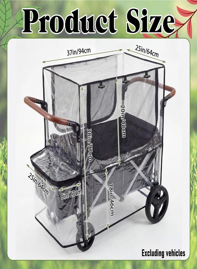 Fiwochic Big Size Rain Cover and Mosquito Net 2in1 for Wagon Stroller and Trolley Cart, Rain & Wind Canopy with Window for Camping and Sporting Events, Wagon Stroller Accessories (Cart Not Included) - Image 2