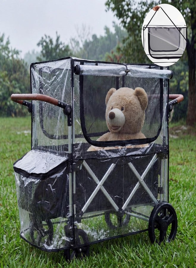 Fiwochic Big Size Rain Cover and Mosquito Net 2in1 for Wagon Stroller and Trolley Cart, Rain & Wind Canopy with Window for Camping and Sporting Events, Wagon Stroller Accessories (Cart Not Included) - Image 5