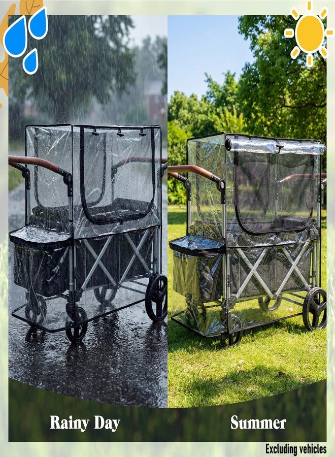 Fiwochic Big Size Rain Cover and Mosquito Net 2in1 for Wagon Stroller and Trolley Cart, Rain & Wind Canopy with Window for Camping and Sporting Events, Wagon Stroller Accessories (Cart Not Included) - Image 4