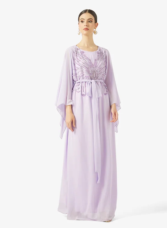 AINA Seraphina Beaded Cape-Sleeve Gown
