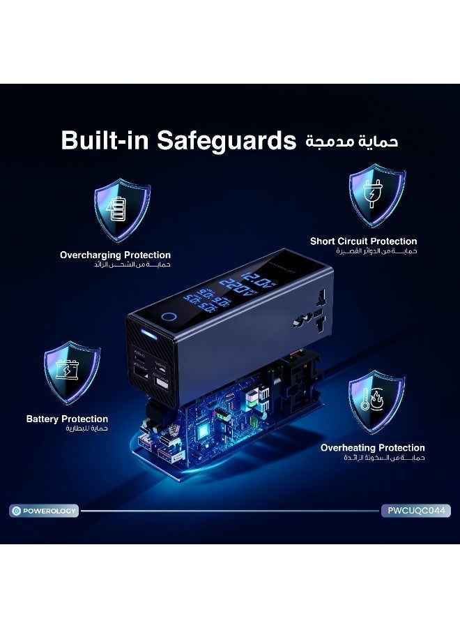 Powerology Dual AC Socket Car Power Inverter 300W / PD 36W Car Charger / Multi Port Device Charger / Simultaneous Charging / Voltage Monitor Display / 220V AC Output Voltage - Grey - Image 5