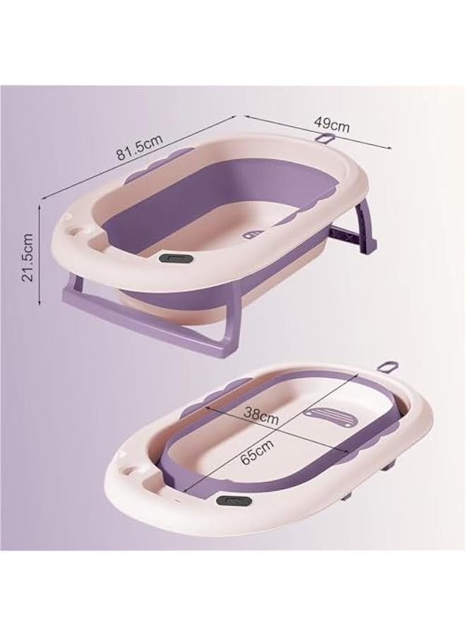 هوكور اي بين مجموعة حوض استحمام للاطفال قابلة للطي مع ميزان حرارة حساس لدرجة الحرارة، وسادة حمام. حوض استحمام كبير امن للجلوس للاطفال حديثي الولادة والاطفال الصغار (احمر كاميليا) - Image 4