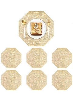Y&D 6-Piece Vinyl Dining Table Decorative Placemats Gold  - Image 1