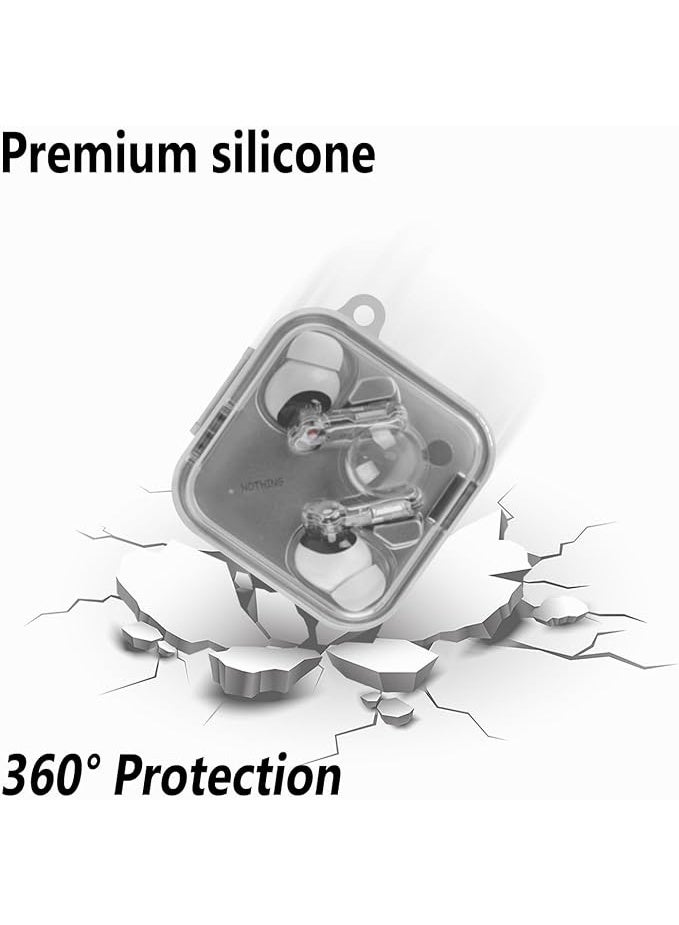 Case for Nothing Ear 3, Soft Silicone Protective Portable Scratch Shock Resistant Shell with Cleaner Kit & Carabiner for Nothing Ear3-Transparent - Image 4
