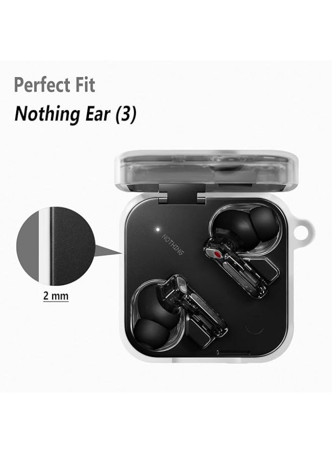 Case for Nothing Ear 3, Soft Silicone Protective Portable Scratch Shock Resistant Shell with Cleaner Kit & Carabiner for Nothing Ear3-Transparent - Image 2