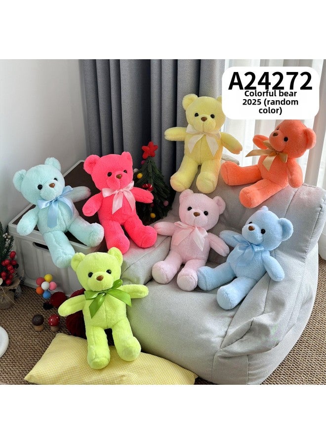 Plush Dolls Toys Dolls - Soft Stuffed Toy Bow Tie Blue Yellow Striped Shirt Brown Pants-Color:Colorful Bear 25cm-Height:8 Inch (color Random Hair) - Image 1