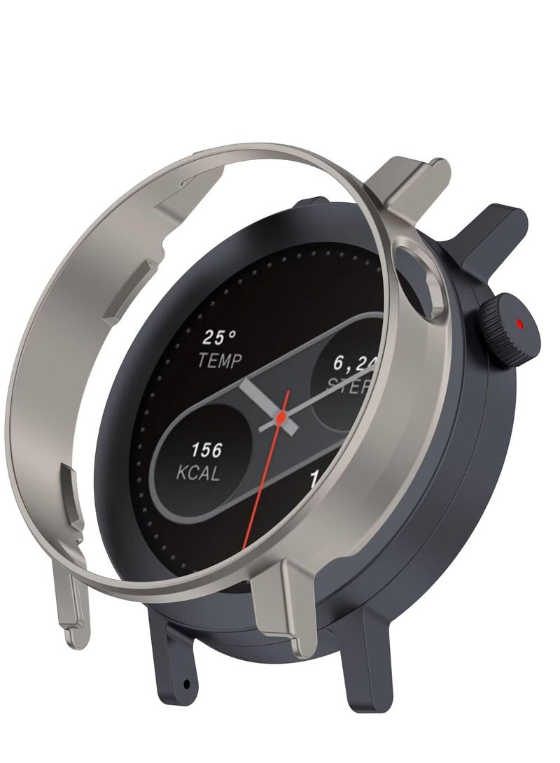 Full Protective Hard Shell Slim Bumper Case Cover Compatible with CMF by Nothing Watch Pro 2, Titanium - Image 1