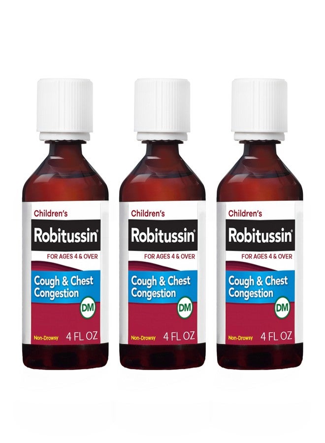Robitussin Children's Robitussin Cough and Chest Congestion DM, Cough Medicine for Kids, Grape Flavor - 4 Fl Oz x 3 - Image 1