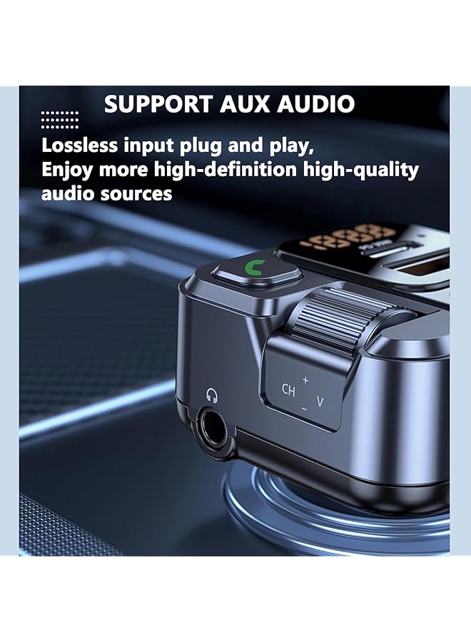 ULHYC Bluetooth 5.1 Fm Transmitter For Car, Stronger Microphone & Hifi Bass Sound Lossless Mp3 Player Car Multi-Functional Music Charger Fast Charging Cigarette Lighter - Image 4