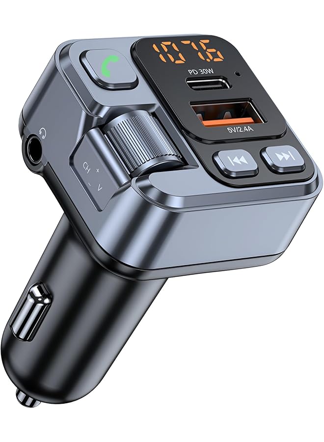 ULHYC Bluetooth 5.1 Fm Transmitter For Car, Stronger Microphone & Hifi Bass Sound Lossless Mp3 Player Car Multi-Functional Music Charger Fast Charging Cigarette Lighter - Image 3