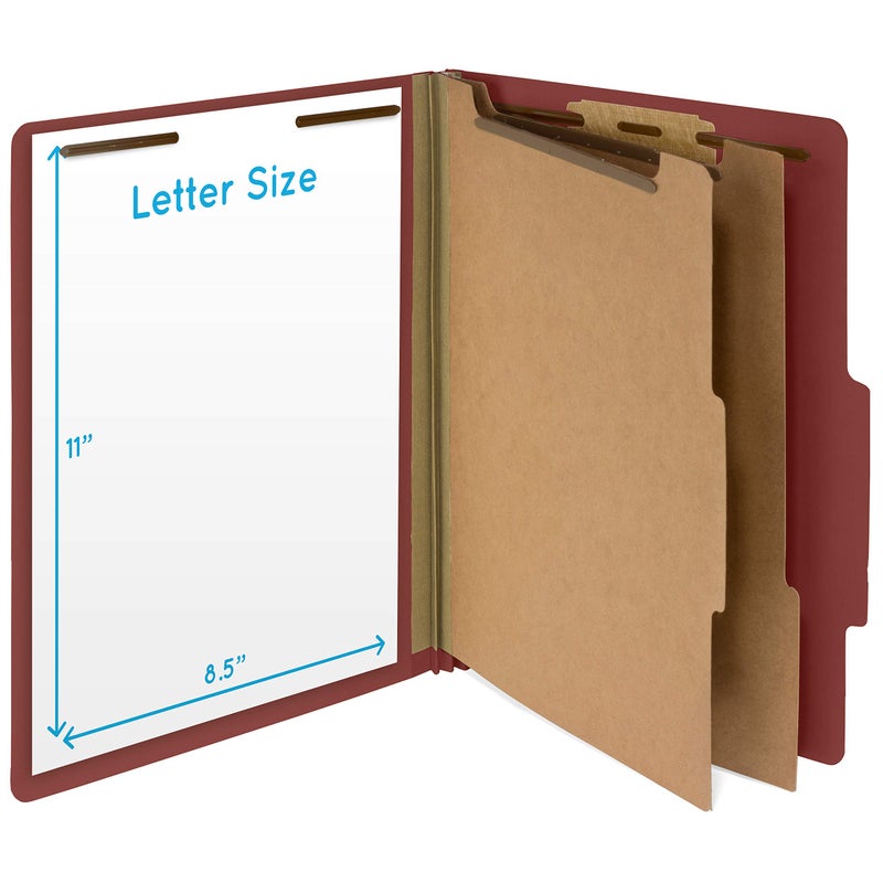Blue Summit Supplies 10 Red Classification Folders - 2 Divider - 2 Inch Tyvek Expansions - Durable 2 Prongs Designed to Organize Standard Medical Files, Law Client Files, Office Reports - Letter Size, Red, 10 Pack - Image 2