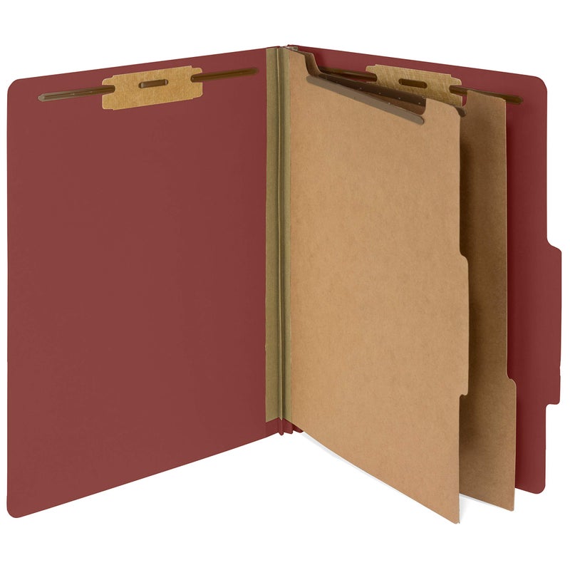 Blue Summit Supplies 10 Red Classification Folders - 2 Divider - 2 Inch Tyvek Expansions - Durable 2 Prongs Designed to Organize Standard Medical Files, Law Client Files, Office Reports - Letter Size, Red, 10 Pack - Image 1
