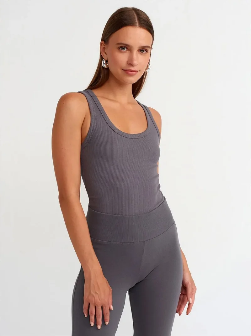 ديلفين Dilvin Ribbed Sleeveless Cami Blouse