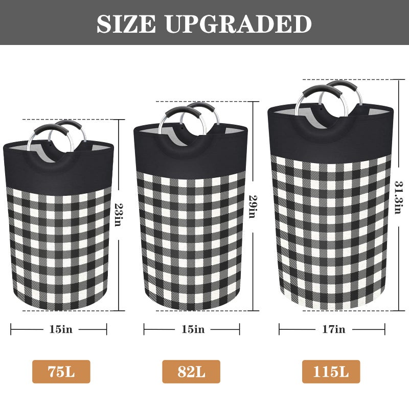 Blisstotes Laundry Basket  Laundry Hamper  Hampers For Laundry  Clothes Baskets Collapsible With Handles Waterproof For Bathroom Storage College Dorm  Family (Black  L) - Image 3