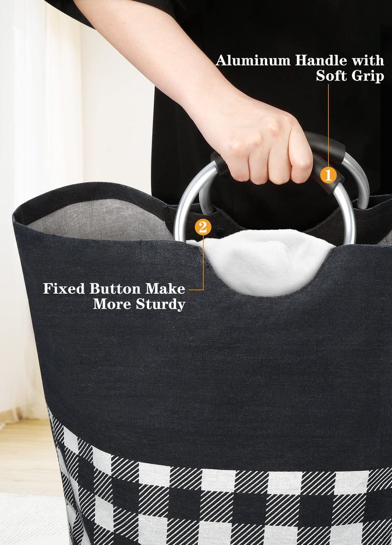 Blisstotes Laundry Basket  Laundry Hamper  Hampers For Laundry  Clothes Baskets Collapsible With Handles Waterproof For Bathroom Storage College Dorm  Family (Black  L) - Image 4