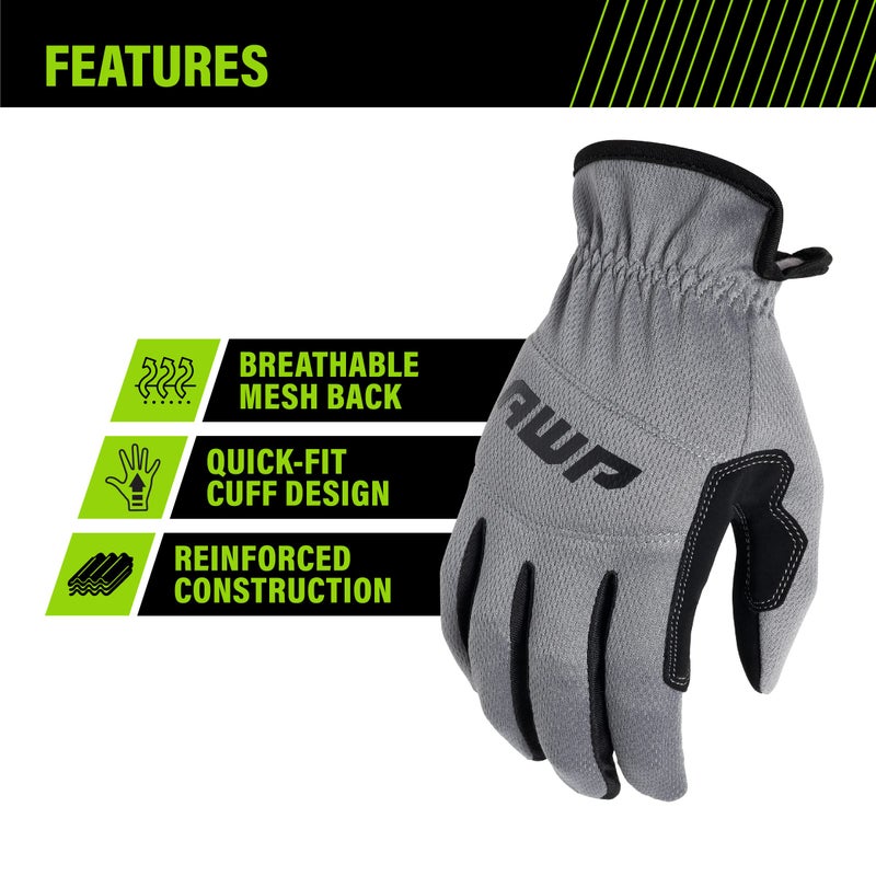 AWP Performance Utility Work Gloves for Men and Women, Touchscreen Compatible, X-Large, 3 Pair Pack - Image 3
