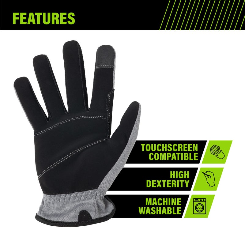 AWP Performance Utility Work Gloves for Men and Women, Touchscreen Compatible, X-Large, 3 Pair Pack - Image 4