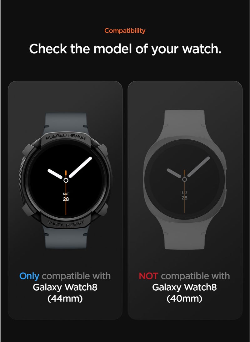Spigen Rugged Armor for Samsung Galaxy Watch 8 44mm Case Cover Durable TPU (2025) - Matte Black - Image 2