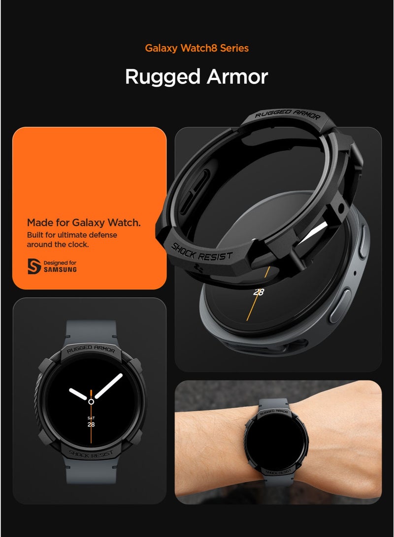 Spigen Rugged Armor for Samsung Galaxy Watch 8 44mm Case Cover Durable TPU (2025) - Matte Black - Image 3