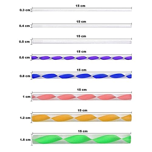 SHB Colorful Acrylic Flat Head Twisted Stick/Rod in Assorted Sizes for Nail Art, Dot Painting, DIY Kit Art Tool Set of 8 PCS - Image 2