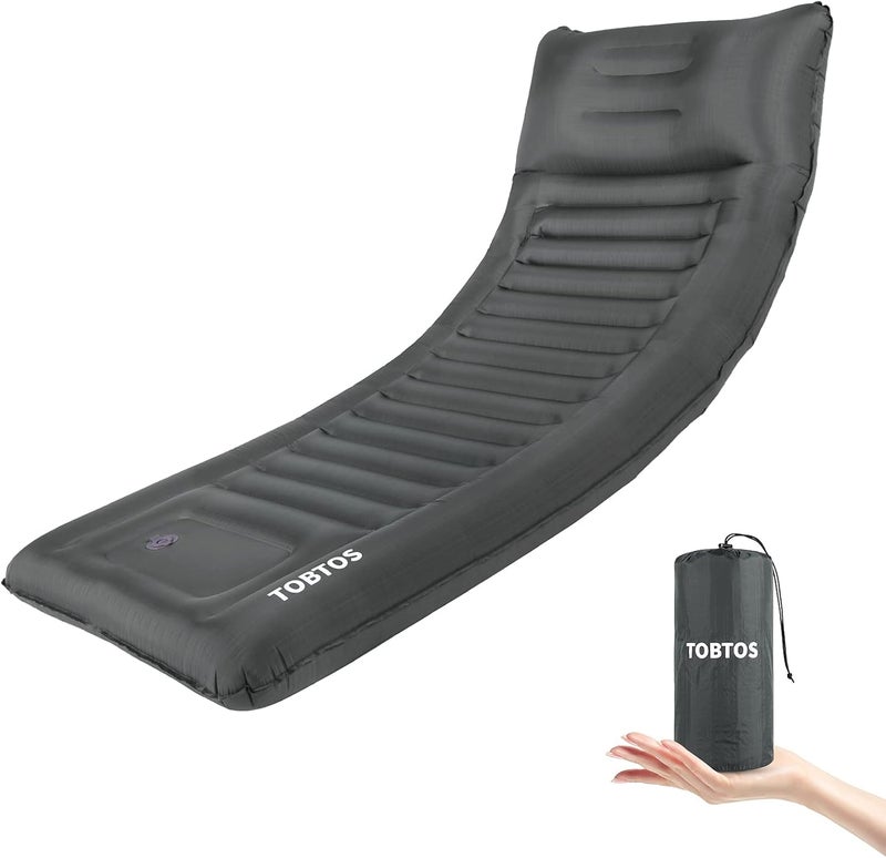 TOBTOS Self Inflating Camping Sleeping Pad with Pillow, Thick 6 Inch Ultralight Sleeping Pad with Built-in Pump, Lightweight Sleeping Mat for Camping, Backpacking, Hiking, Tent (Grey) - Image 1