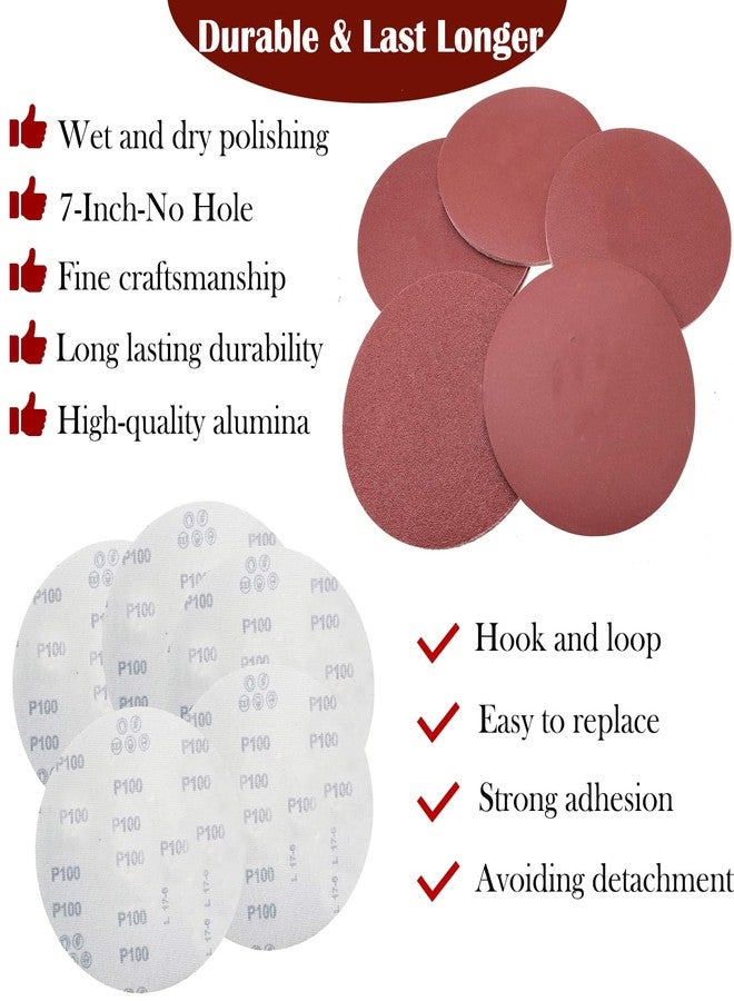 Tonmp 50 PCS 7 Inch Sanding Discs Set - 60 80 120 180 240 Grits Sandpaper, 7" Hook-and-Loop Aluminum Oxide Abrasive Sander Paper for Random Orbit Floor Drywall Sander - Image 3