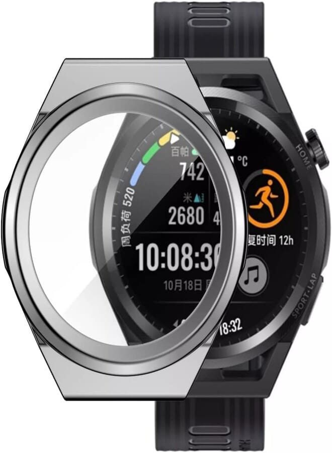 Next store Full Protective Case Compatible with Huawei Watch GT Runner Screen Protector TPU Frame (Silver)