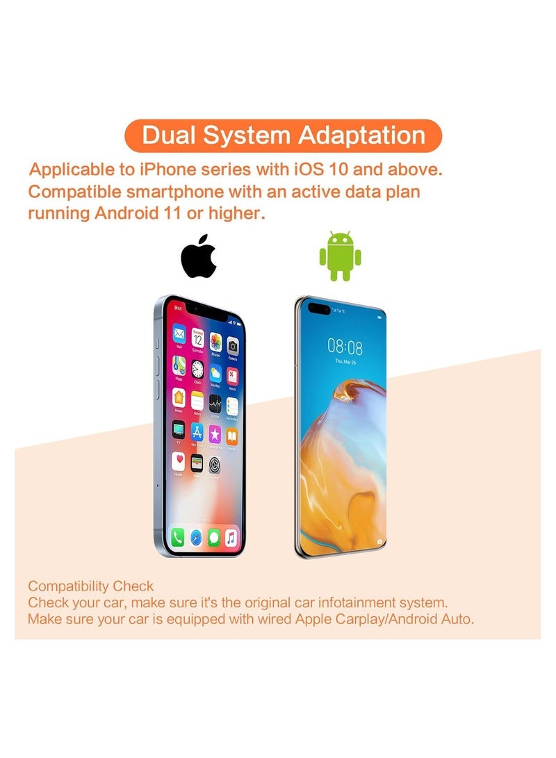 Captaintech in 1 Android Auto & Carplay Wireless Adapter, Wireless Carplay Adapter for Phone, Plug & Play, 5GHz WiFi Wireless CarPlay Android Auto Streaming Box for Car Models 2015-2023, Fast Connecting - Image 5