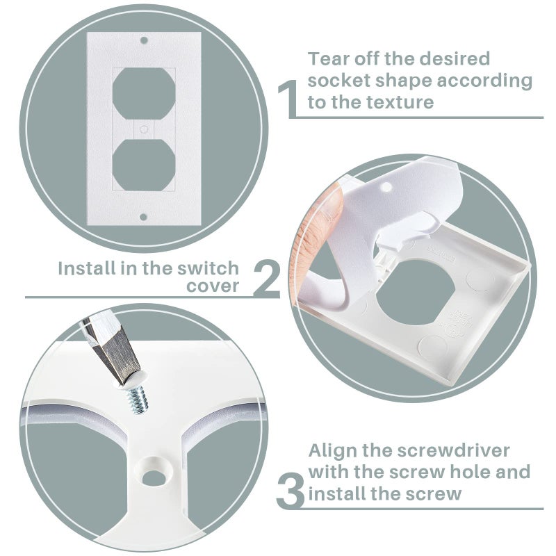 Tondiamo 20 Pcs White Wall Insulation Gasket Rectangle Wall Plate Outlet Sealers Foam Replacement Weatherproof Gasket Sealer Energy Saving for Electrical Outlet Plates Switch Covers - Image 3