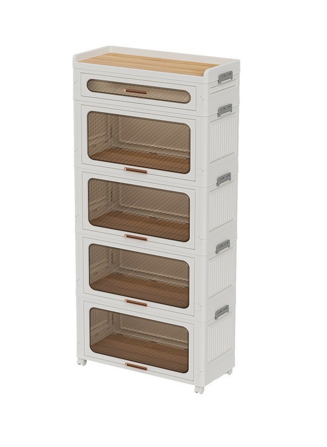 NKX 6 Layers Foldable Flip Type Kitchen and Bathroom Cabinet with Wheels  - Image 2