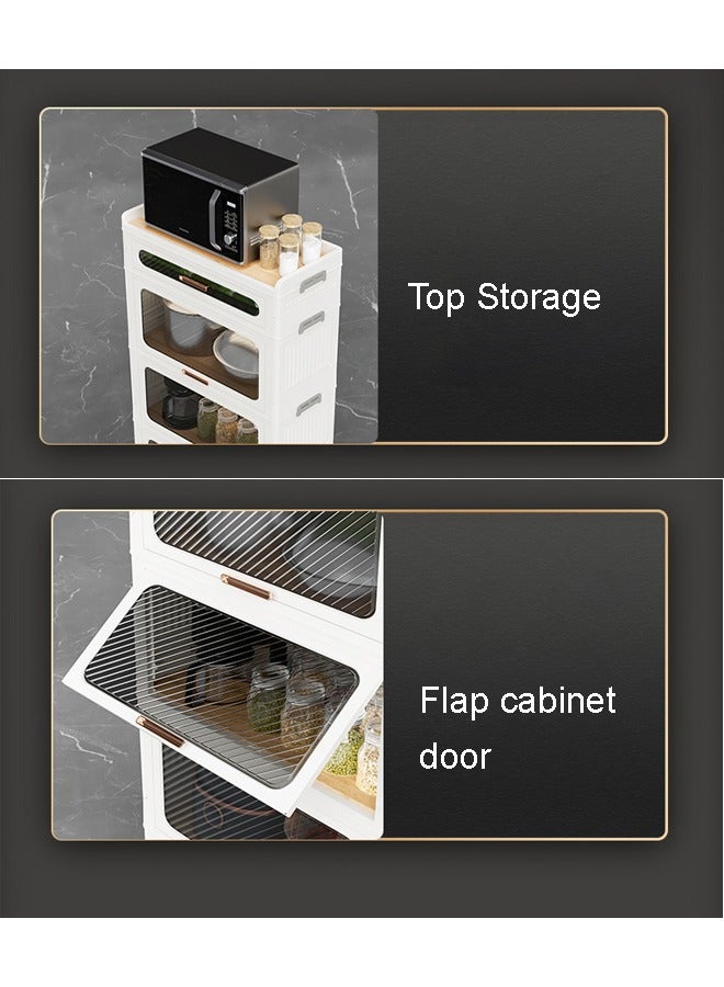 NKX 6 Layers Foldable Flip Type Kitchen and Bathroom Cabinet with Wheels  - Image 5