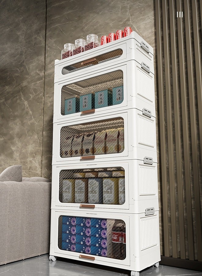 NKX 6 Layers Foldable Flip Type Kitchen and Bathroom Cabinet with Wheels  - Image 3