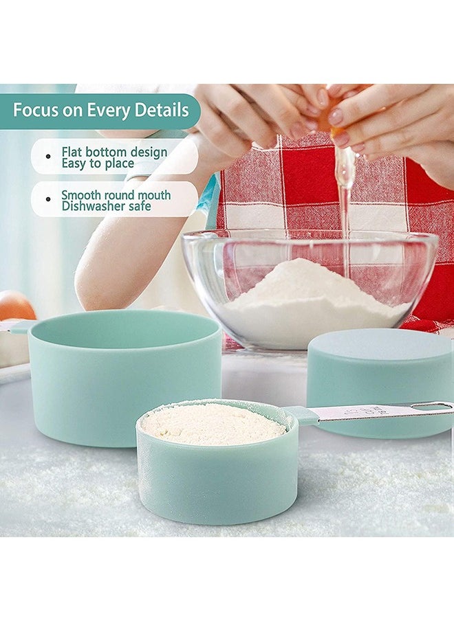 Arabest - Measuring Cups and Spoons Set of 8 Pieces, Nested Measuring Cup with Stainless Steel Handle for Dry and Liquid Ingredients (Lake Blue) - Image 1