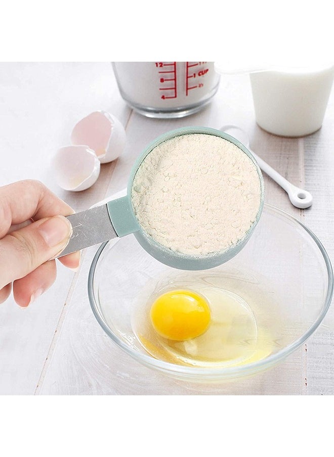 Arabest - Measuring Cups and Spoons Set of 8 Pieces, Nested Measuring Cup with Stainless Steel Handle for Dry and Liquid Ingredients (Lake Blue) - Image 1