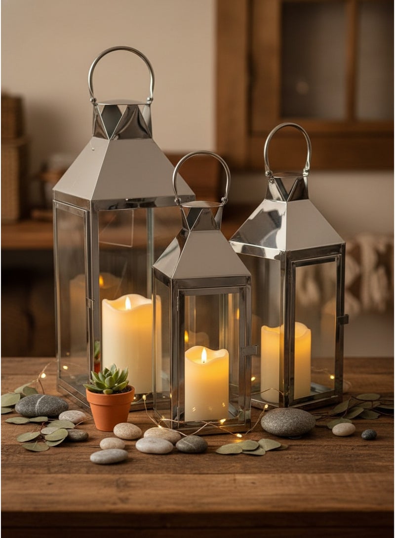 Living Set of Metal Lanterns with Glass: Practical and Attractive Lighting - Image 1