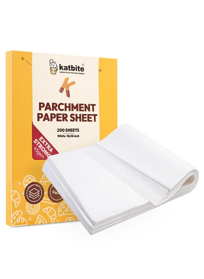 Katbite 200PCS 12x16 In Heavy Duty Flat Parchment Paper, Parchment Paper Sheets for Baking Cookies, Cooking, Frying, Air Fryer, Grilling Rack, Oven(12x16 Inch)[Advanced Series] - Image 1