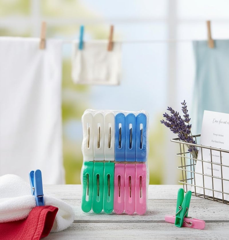 Prokart Cloth Clips for Drying Clothes Plastic Clips Big Size Plastic Pegs for Hanging Drying Clothing on Strings Multipupose Heavy Duty, Pegs for Hanger (Multicolor, Pack of 12 Pieces) - Image 4