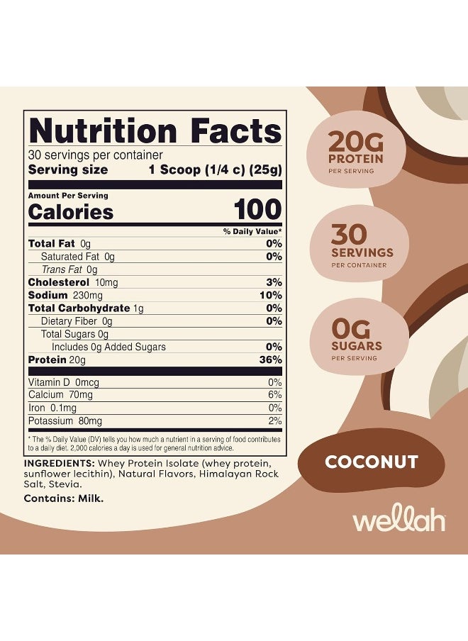 Wellah Wellah Protein Your Whey (30 Servings, Coconut Flavored) - Whey Protein Isolate Protein  - Image 2