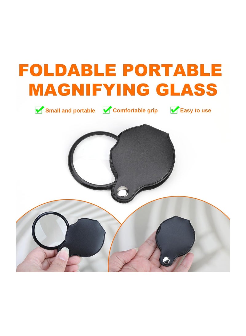8X Pocket Magnifying Glasses, Portable Magnifier for Hobbies Reading, Small (Diameter 1.96In) Handheld Folding Glass with Rotating Leather Protective Cover, 8X Optical Glass Lens for Adults Seniors - Image 5
