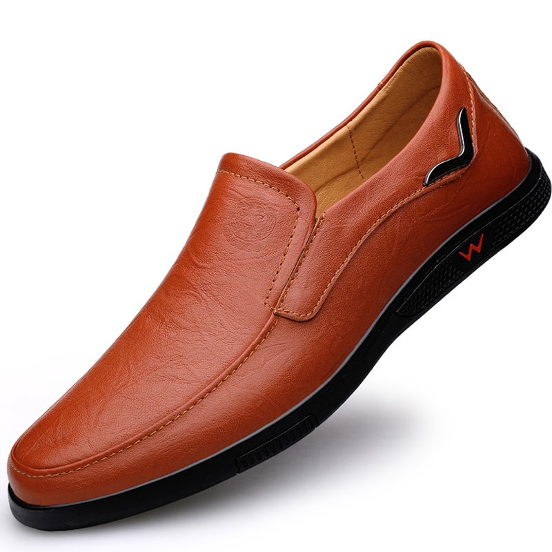 Leather Cowhide Casual Leather Shoes Soft Leather Soft Sole Slip-In Shoes Breathable Hollow Men'S Shoes - Image 5