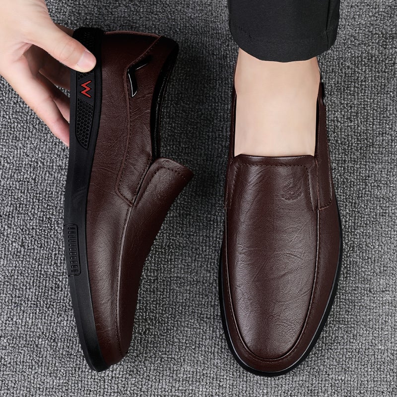 Leather Cowhide Casual Leather Shoes Soft Leather Soft Sole Slip-In Shoes Breathable Hollow Men'S Shoes - Image 3