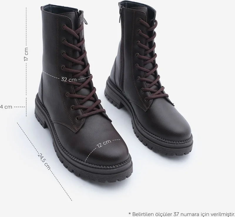 مارجين Margin Women's Boots Boots Zippered Lace-Up Serrated Sole Celare