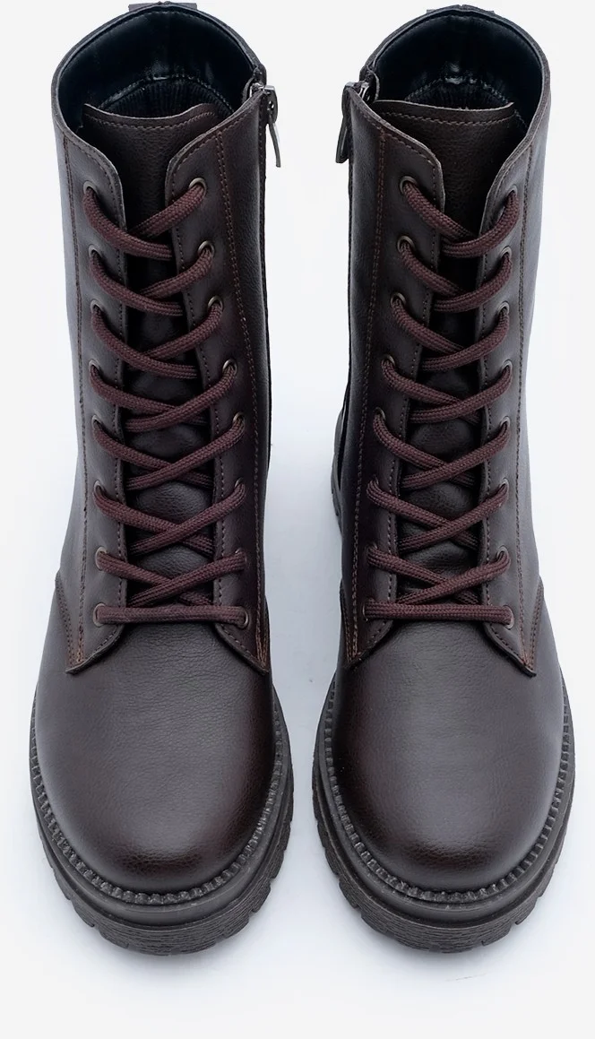 مارجين Margin Women's Boots Boots Zippered Lace-Up Serrated Sole Celare