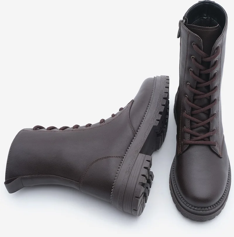 مارجين Margin Women's Boots Boots Zippered Lace-Up Serrated Sole Celare