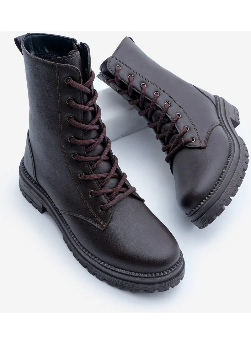 مارجين Margin Women's Boots Boots Zippered Lace-Up Serrated Sole Celare