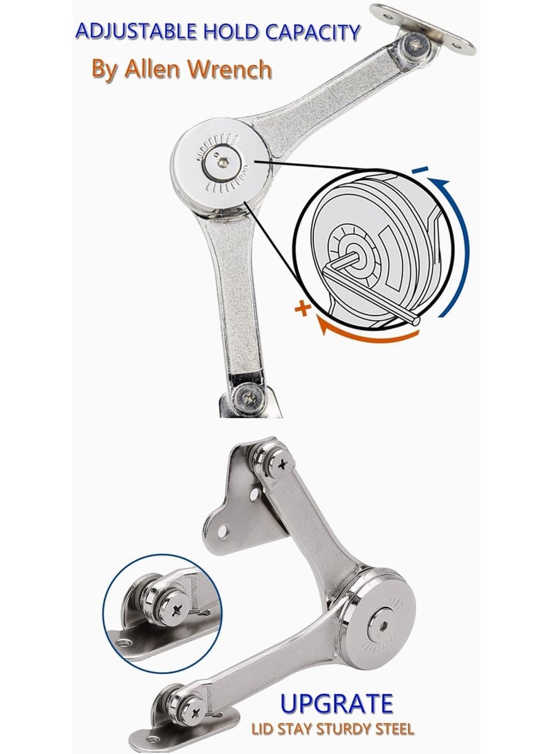 Zikra Lid Support Hinge, 2 pcs Toy Box Hinges Soft Close, Lid Support Hinges Heavy Duty, Soft Close Hinges for Chest Toy Box, Chest Hinges Support 50lb 110 Degree - Image 4